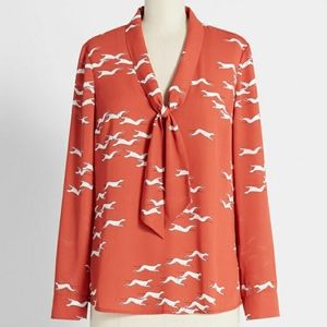 Pleasant confidence tie-neck top